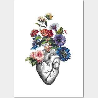 Floral Heart - Black Posters and Art